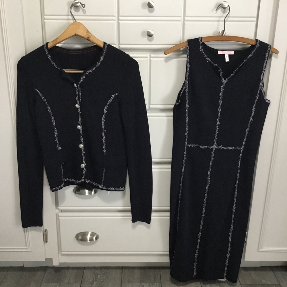 BASLER Two Piece Dress/ Blazer Set Rag Trim size US6